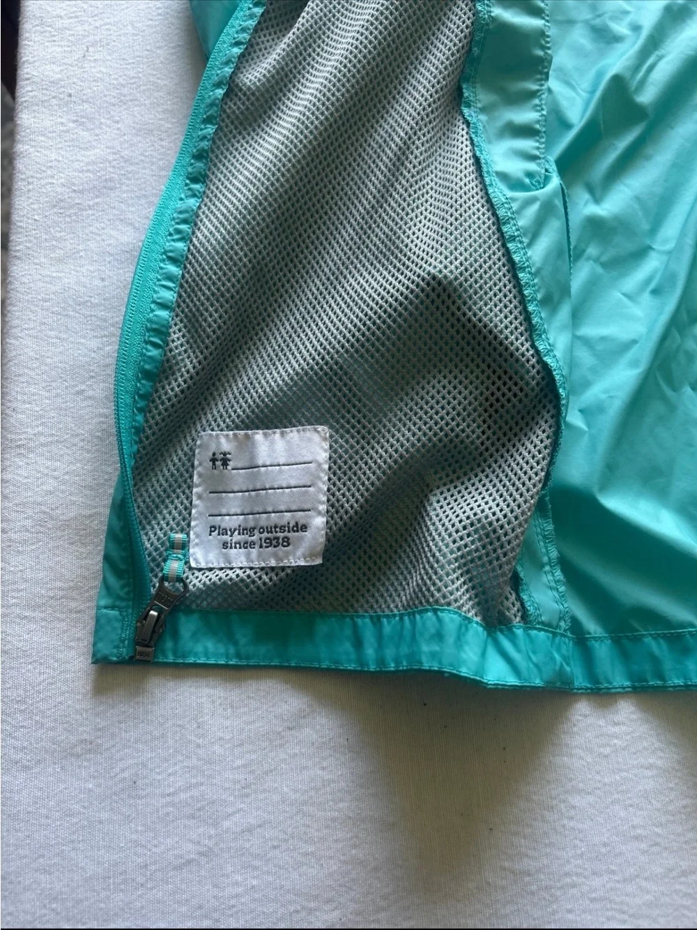 Columbia Teal Lightweight Hooded Jacket kids size large